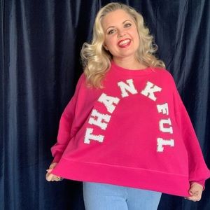 Judith March Thankful hot pink pullover sweatshirt